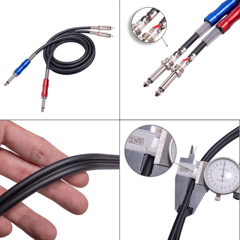 Audio kabel s dvostrukom zaštitom: RCA na dvostruke 6,35 mm muške konektore, za pojačalo i mikser