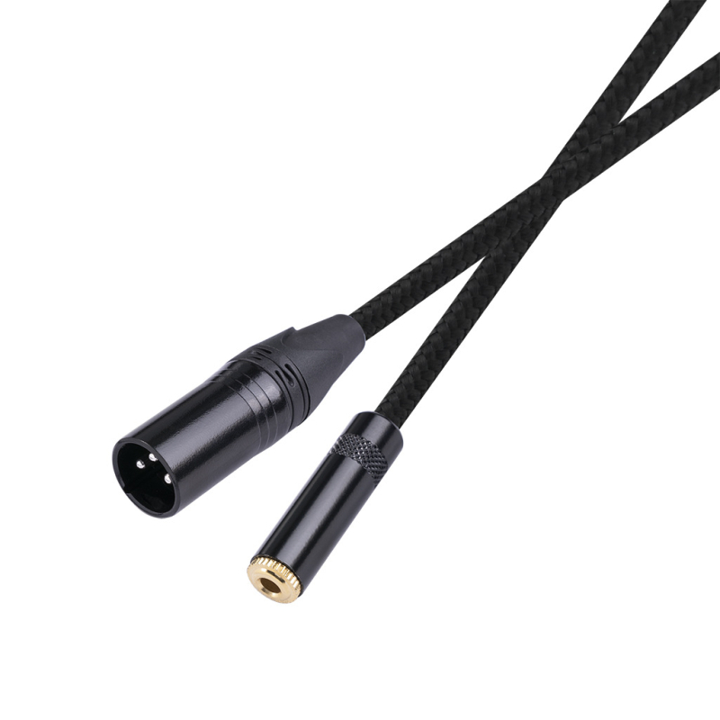 Bakreni, dvostruko oklopljen, pleteni kabel 3,5 mm ženski na 3-pins XLR muški balansirani audio adapter.