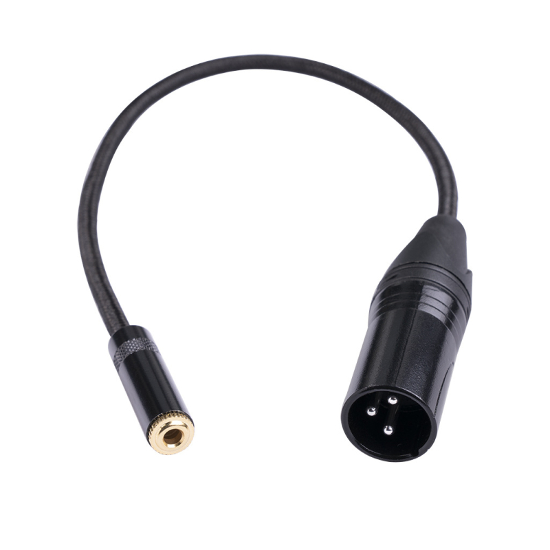 Bakreni, dvostruko oklopljen, pleteni kabel 3,5 mm ženski na 3-pins XLR muški balansirani audio adapter.