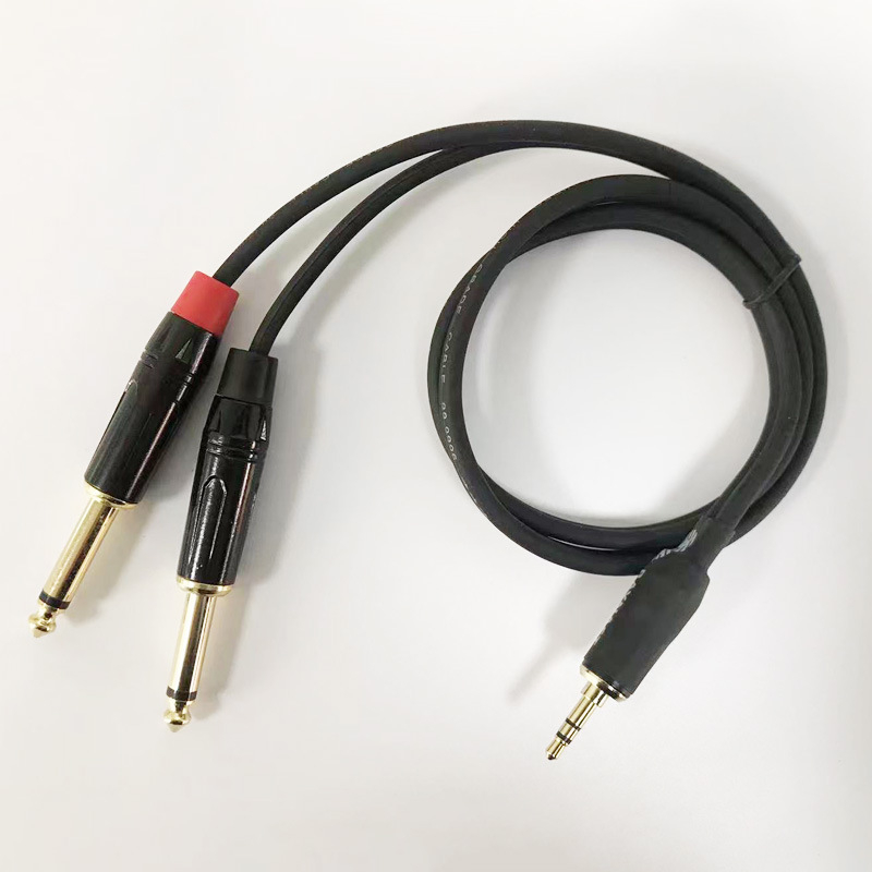 Audio kabel 3,5 mm na dvostruke 6,5 mm konektore, zlatni kontakti, bakreno jezgro, PVC izolacija, za gitaru, mikser ili računalo