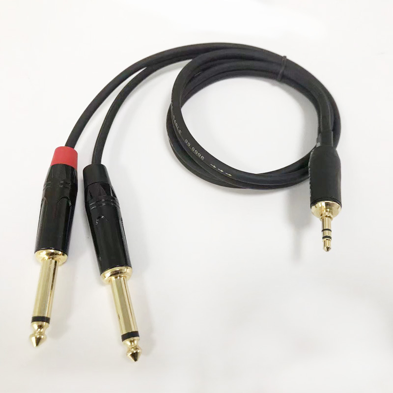 Audio kabel 3,5 mm na dvostruke 6,5 mm konektore, zlatni kontakti, bakreno jezgro, PVC izolacija, za gitaru, mikser ili računalo