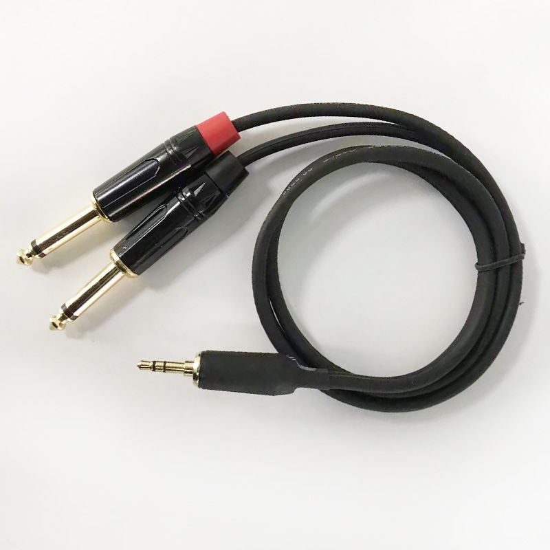 Audio kabel 3,5 mm na dvostruke 6,5 mm konektore, zlatni kontakti, bakreno jezgro, PVC izolacija, za gitaru, mikser ili računalo