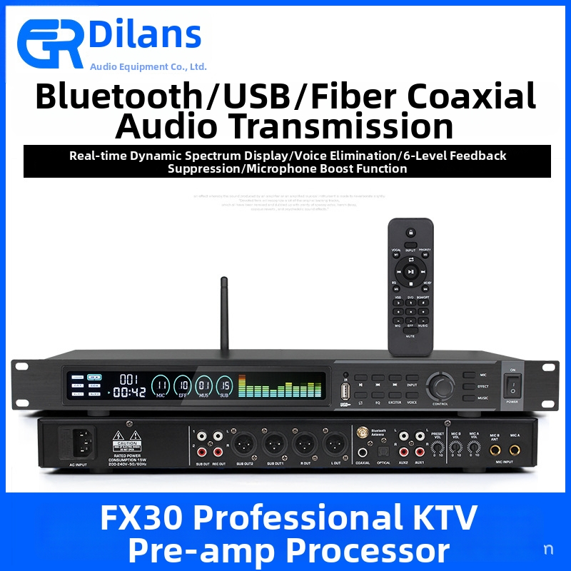 EGR predzosilňovač/efektový procesor pre karaoke s USB rozhraním a telo z hliníkového zliatinu