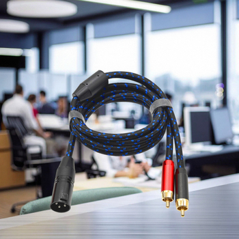 Audio kabel, oklopljen, zlatno obloženi priključci, XLR 3‑žilni na dvostruki RCA muški, vodiči od bakra bez kisika