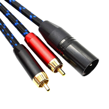 Audio kabel, oklopljen, zlatno obloženi priključci, XLR 3‑žilni na dvostruki RCA muški, vodiči od bakra bez kisika