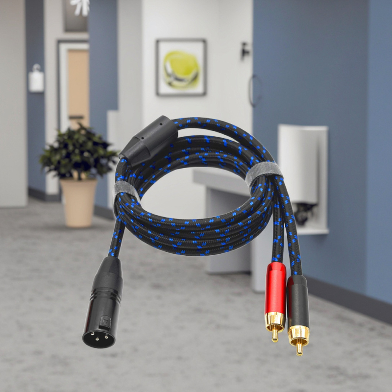 Audio kabel, oklopljen, zlatno obloženi priključci, XLR 3‑žilni na dvostruki RCA muški, vodiči od bakra bez kisika