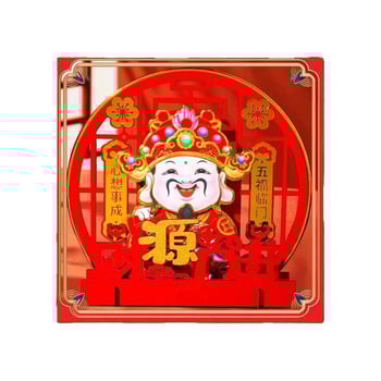 Електрическа статуетка Бог на богатството, 3D многослойна, хартия с покритие, опаковка от картон, подходящ подарък за двойки, за преместване на дома