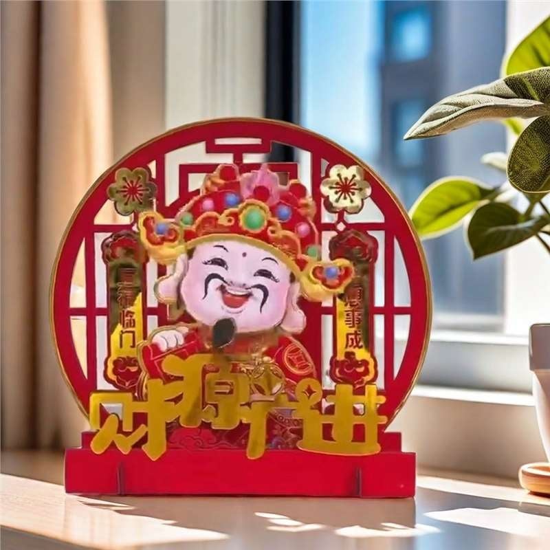 Електрическа статуетка Бог на богатството, 3D многослойна, хартия с покритие, опаковка от картон, подходящ подарък за двойки, за преместване на дома