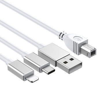 Apple MIDI аудио интерфейс със Lightning и USB-C OTG разклонител, 1 към 3, алуминиева сплав, USB 2.0, чип 3959