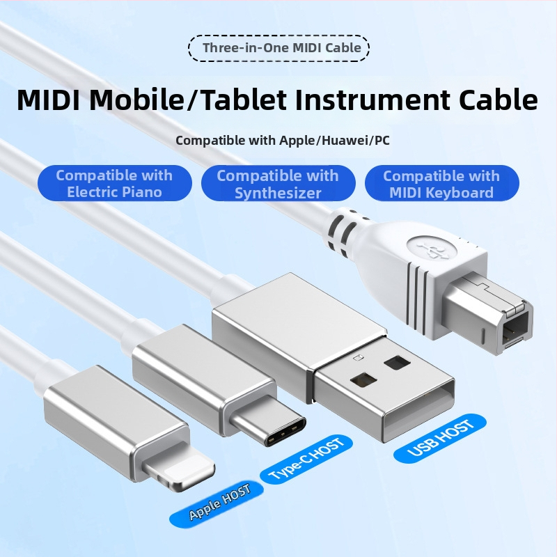 Apple MIDI zvukové rozhranie - OTG rozdeľovač Lightning a USB-C, 1:3, hliníková zliatina, USB 2.0, čip 3959