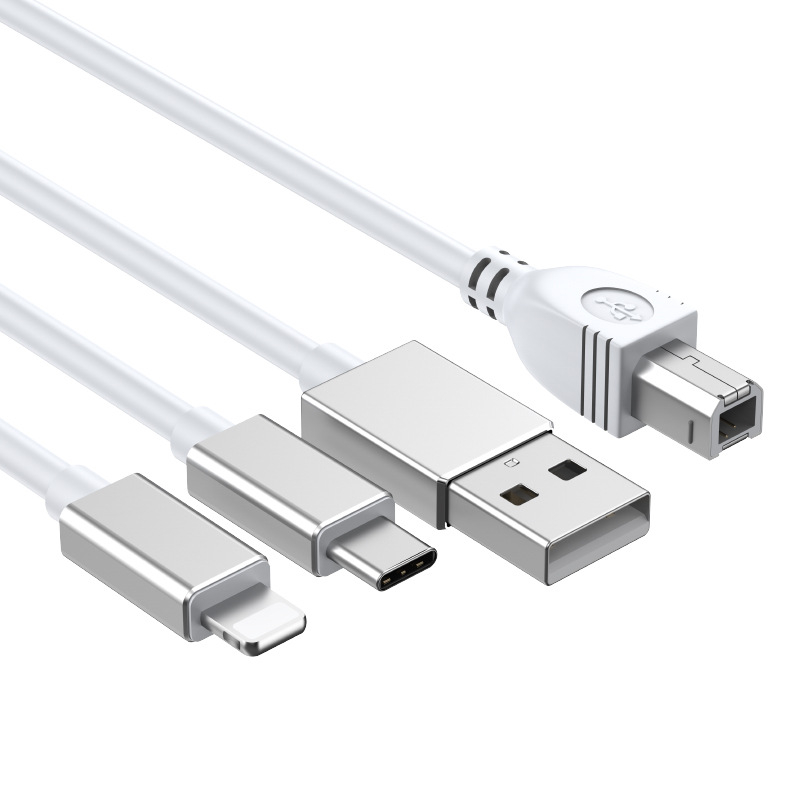 Apple MIDI аудио интерфейс със Lightning и USB-C OTG разклонител, 1 към 3, алуминиева сплав, USB 2.0, чип 3959