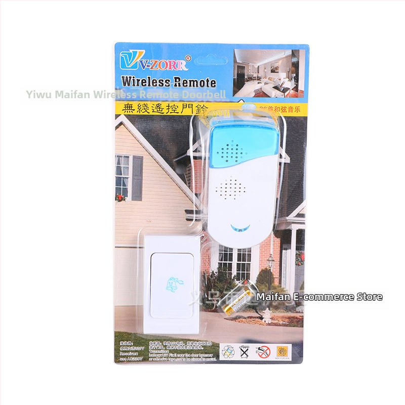 Diaľkové bezdrôtové zvonček dverí 822AC, V-ZORR, 110-220V sieťové napájanie, 16–32 melódií, vhodné pre dom a obchod