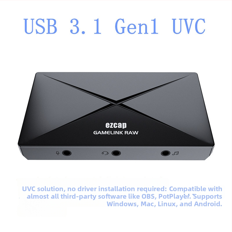 Ezcap EZCAP333 карта за видеозаснемане — 4K30/4K60 pass-through, USB 3.1, съвместима със всички ОС, поддръжка за миксер