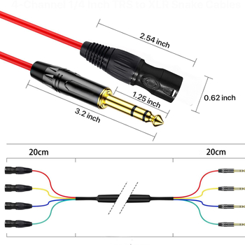 Kabel s četiri kanala TRS 6,5 mm na XLR za nastupe uživo i snimanje u studiju