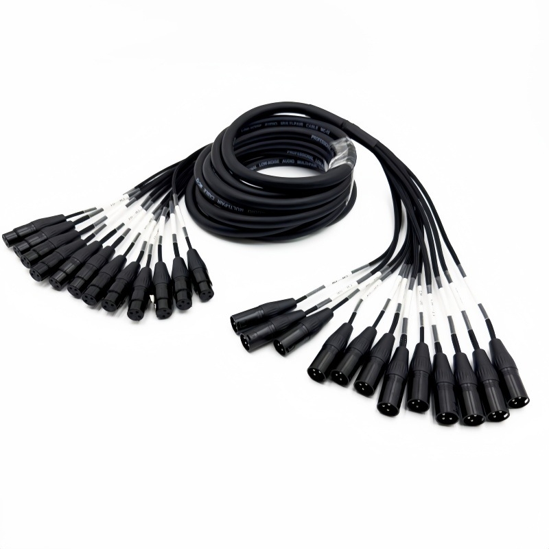 12-žilový viacjadrový mikrofónový kábel s tkaným povrazom a XLR pre audio a video (Značka Kaijinghong; Obojok plášťa: elastické PVC; RoHS certifikát; Určené pre audio a video)