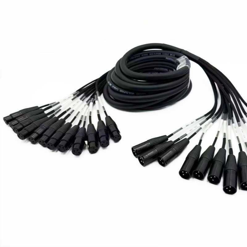 12-žilový viacjadrový mikrofónový kábel s tkaným povrazom a XLR pre audio a video (Značka Kaijinghong; Obojok plášťa: elastické PVC; RoHS certifikát; Určené pre audio a video)