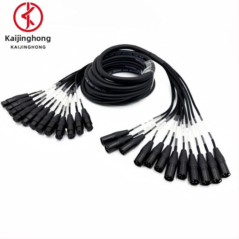 12-žilový viacjadrový mikrofónový kábel s tkaným povrazom a XLR pre audio a video (Značka Kaijinghong; Obojok plášťa: elastické PVC; RoHS certifikát; Určené pre audio a video)