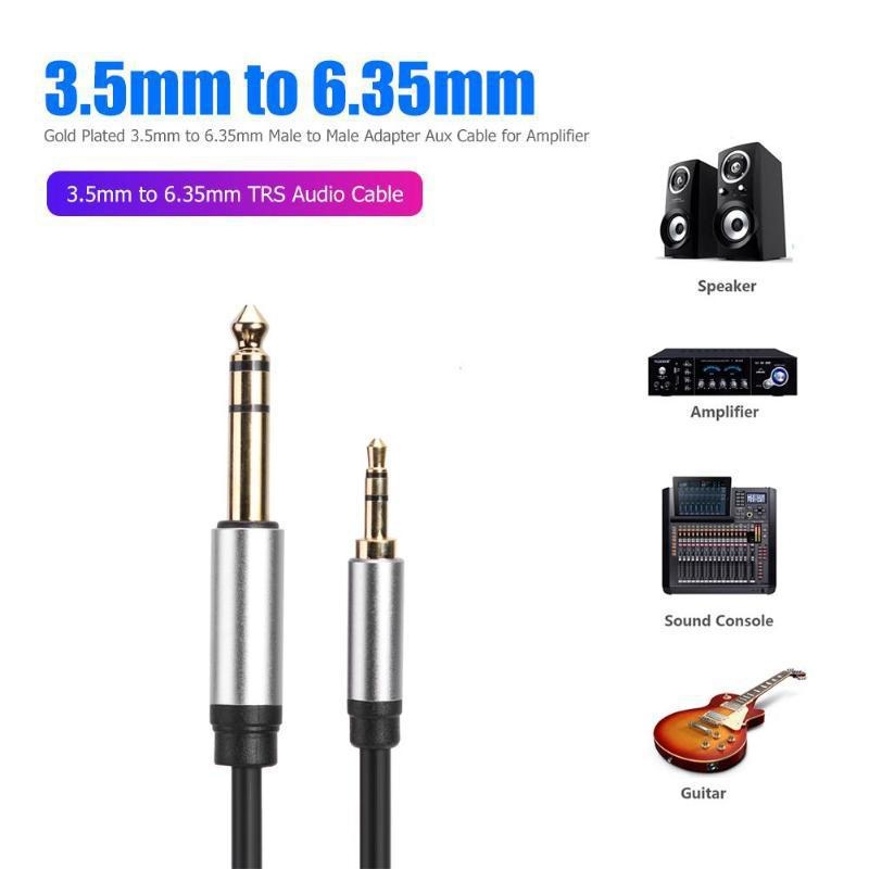 Audio kabel 3,5 mm do 6,5 mm muški za mikrofon, pojačalo i mikser, zlatni kontakti, jezgro od aluminijske zlitine