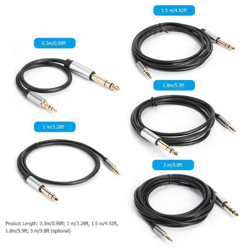 Audio kabel 3,5 mm do 6,5 mm muški za mikrofon, pojačalo i mikser, zlatni kontakti, jezgro od aluminijske zlitine