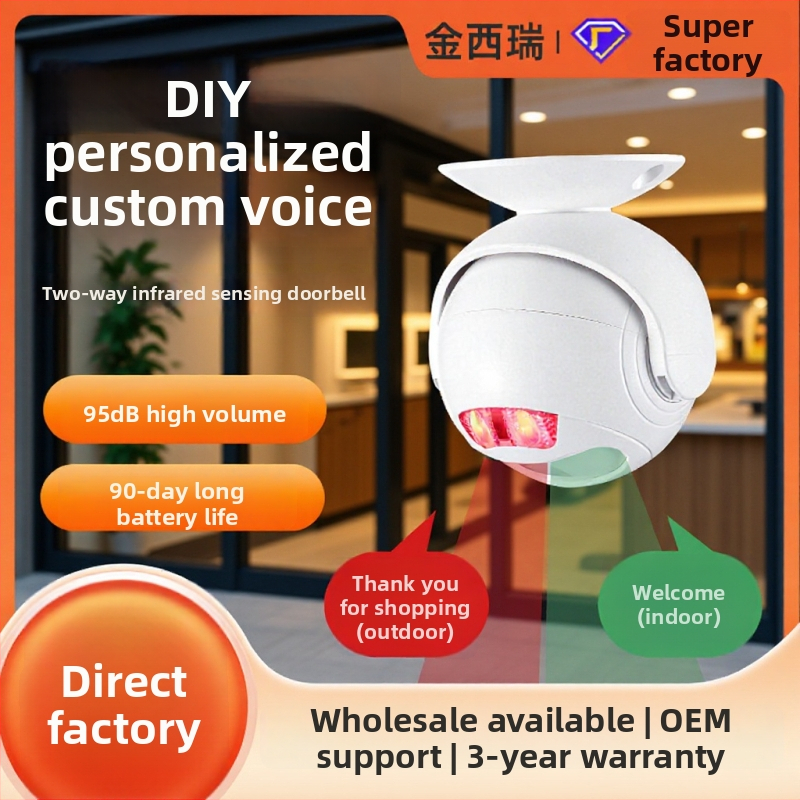 Sonerie de ușă cu inducție, senzor bidirecțional, sunete MP3, model SF23TWMP3 • Alimentare: 3.6V • Opțiuni de alimentare: USB, baterii uscate sau reîncărcabile • Aplicații: magazine, hoteluri, apartamente