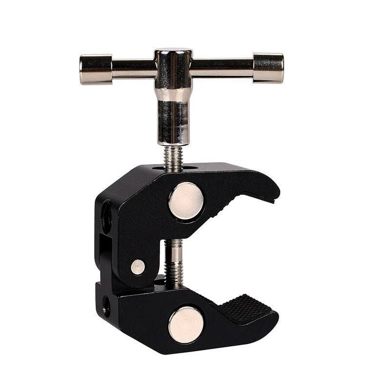 Μεταλλικός σφιγκτήρας με νύχι καβουριού, τύπος Q, σταθερή στήριξη, ευέλικτη ρύθμιση για φωτογραφικό εξοπλισμό (Μέταλλο; μέγ. φορτίο 2–5 kg; βάρος 150 g; για ζωντανή μετάδοση και φωτογράφηση)