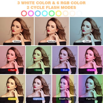Lumină RGB cu trepied pentru live streaming, suport pe podea, montare verticală, putere sub 10W, tensiune 10V