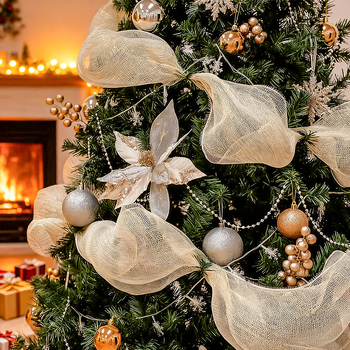 Karácsonyi díszítő szalag — műanyag, helyszíni díszítés kelléke, Mesibo márka