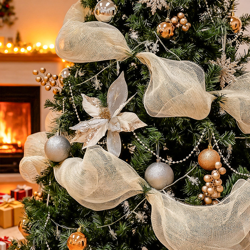 Karácsonyi díszítő szalag — műanyag, helyszíni díszítés kelléke, Mesibo márka