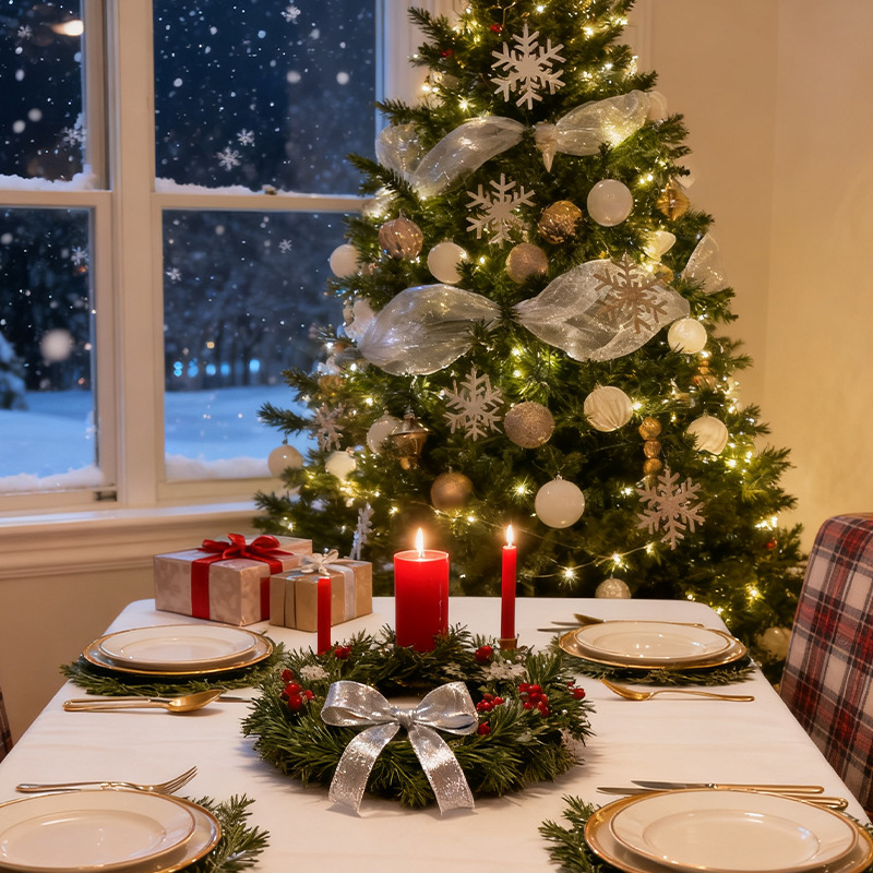 Karácsonyi díszítő szalag — műanyag, helyszíni díszítés kelléke, Mesibo márka