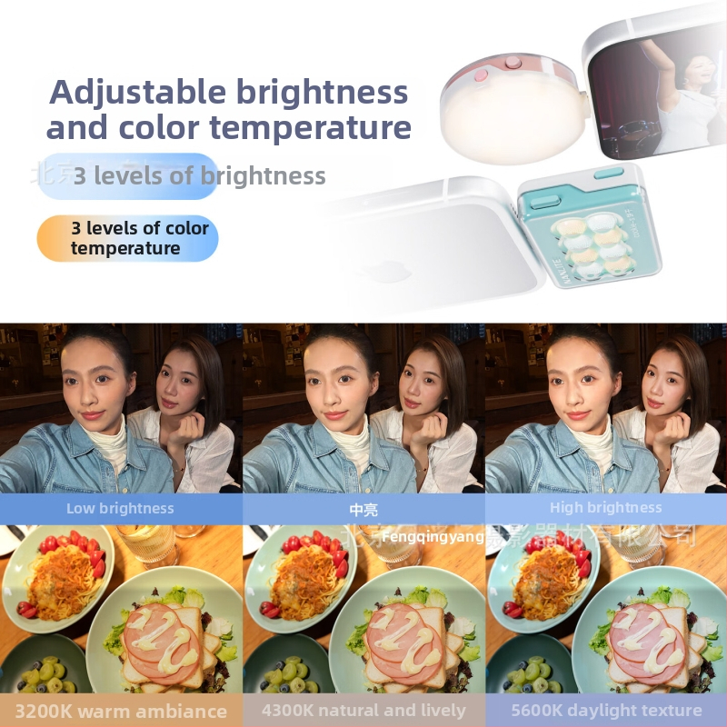 Lumină LED pentru smartphone, alimentare Type-C, cap COB, reglaj luminozității, sursă de alimentare autonomă