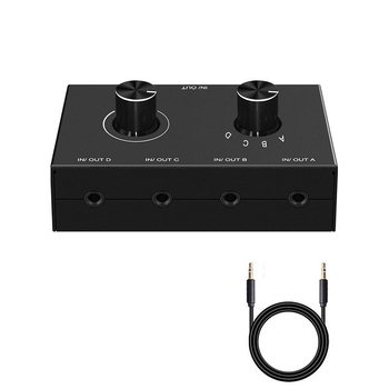 Oxygen comutator audio stereo AUX 3.5mm, 4 în 1 ieșire / 1 intrare 4 ieșiri, amplificator bidirecțional de înaltă fidelitate