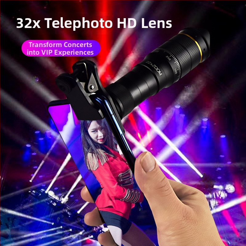Lentilă teleobiectiv pentru telefon mobil, 32×28, HD pentru fotografiere la distanță la concerte
