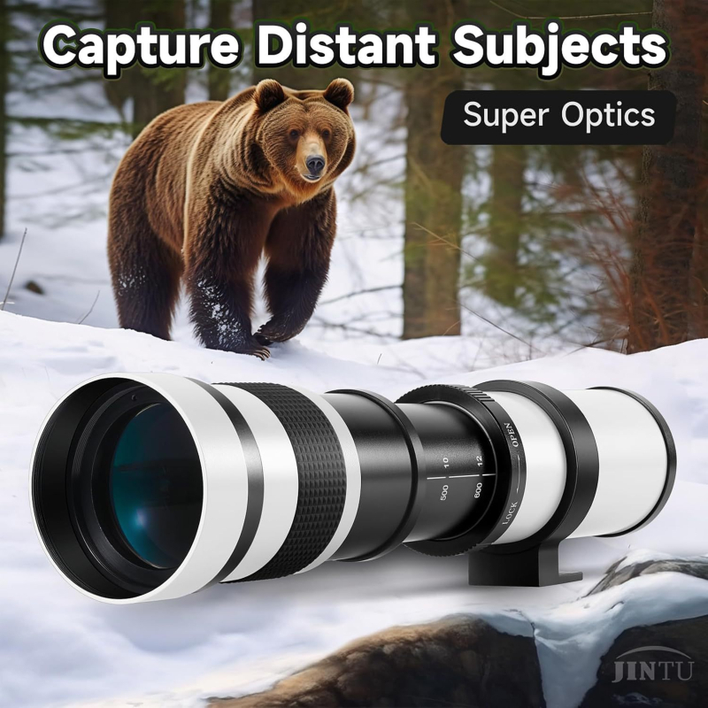 Lentilă teleobiectiv zoom cu focalizare manuală 420-800mm, montură Canon, filtru 67mm, diafragmă maximă f/8.3, distanță minimă de focalizare 1.5m