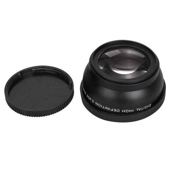 Obiectiv macro-wide 58mm cu mărire 0.45x pentru interfața SLR de 58mm, compatibil cu filtre de 62mm