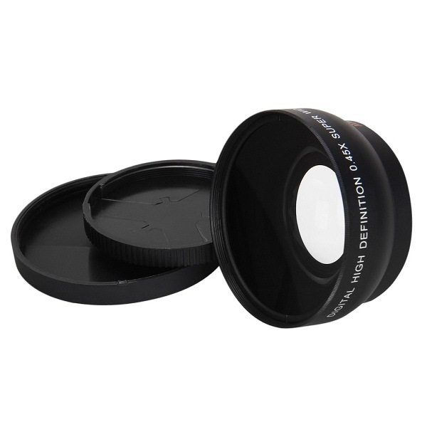 Obiectiv macro-wide 58mm cu mărire 0.45x pentru interfața SLR de 58mm, compatibil cu filtre de 62mm