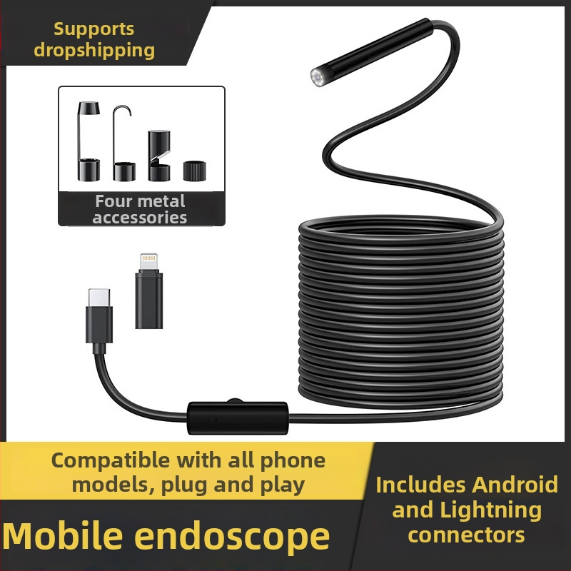 Endoskopická kamera pre mechanické diely, 70° pohľad, IP67 vodotesný, pracovná dĺžka 100 cm, 1920x1440 pixelov, LED osvetlenie