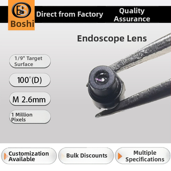 Pevný makro objektív pre lekárske endoskopy, 1.1 mm ohnisková vzdialenosť, DOF 5–50 mm, 100° široký uhol, najbližšie ostrenie 5 mm