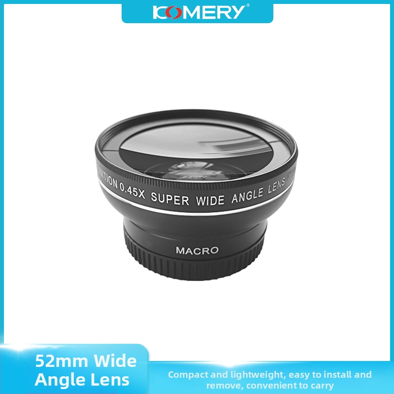 KOMERY 0.45x52mm širokouhlý makro objektív pre bezrkadlové fotoaparáty, 2 v 1 široko- a ultrawide, 10-20mm ohnisková vzdialenosť, 52mm filter