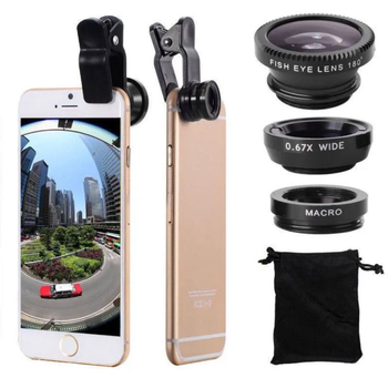 Set objektiva za mobitel: vanjski širokokutni, makro i fisheye leće (tri u jednom)