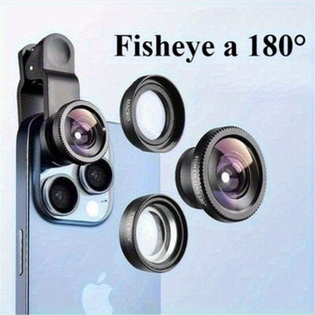Mobiltelefonhoz rögzíthető Fisheye lencse – három az egyben: 180°, széles látómező, makró, selfie