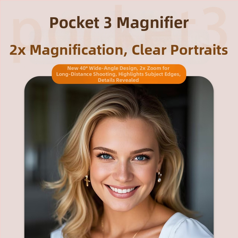 DJI Osmo Pocket 3 2x zväčšenie s rozostrením pozadia, širokouhlá makro filmová šošovka, ohnisková vzdialenosť 30 mm