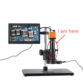 Индустриален монокулярен микроскопски обектив за камера, увеличение на обектива 0.7x-4.5x, окуляр 0.5x, фокусно разстояние 100-125 мм