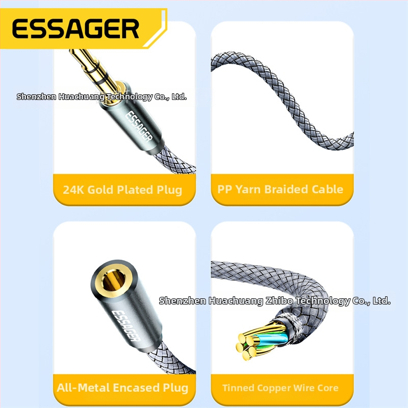 ESSAGER Magic Sound Series Audio Kabel 3,5mm, muško‑ženski, zlatno premazan, bakreno jezgro, bakreni vodovi, model EYPY35-MY
