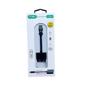 Αντάπτορας USB-C 2 σε 1 για φόρτιση και ήχο σε κινητά τηλέφωνα, 3,5 mm μονάδα, μοντέλο Z-001