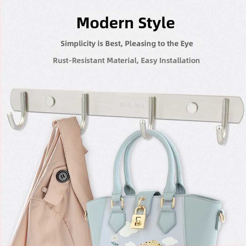 Cuier din oțel inoxidabil 202 – Model 202, Finisaj lustruit, pentru baie, bucătărie și hol