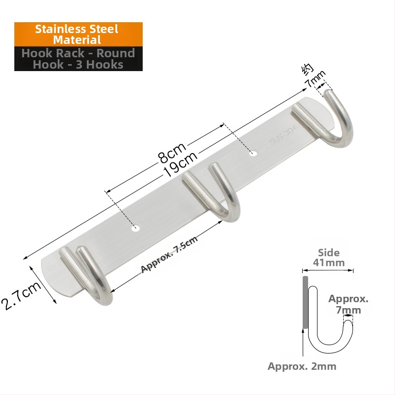 Cuier din oțel inoxidabil 202 – Model 202, Finisaj lustruit, pentru baie, bucătărie și hol