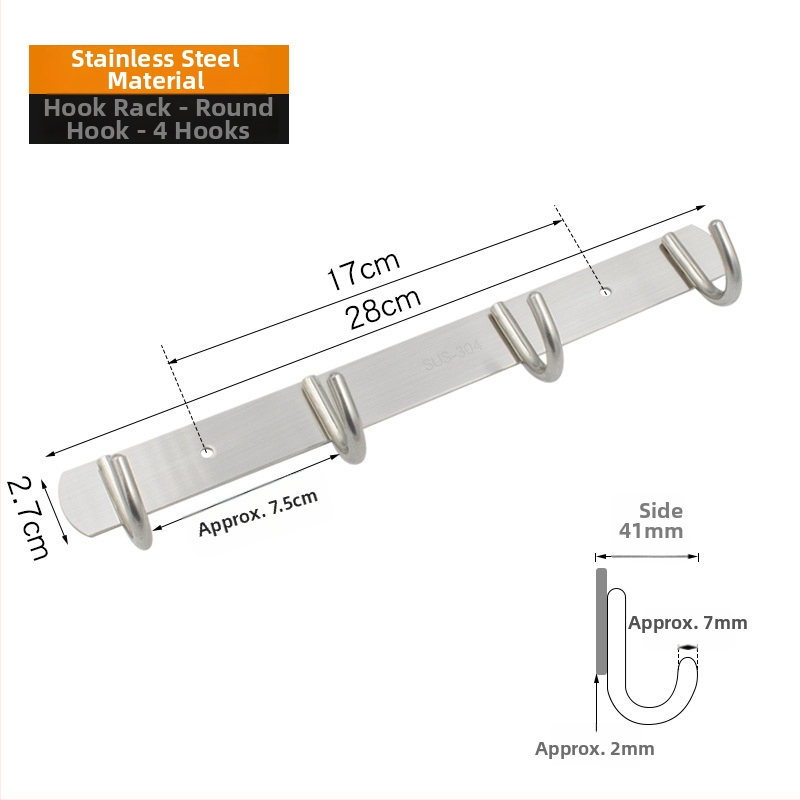 Cuier din oțel inoxidabil 202 – Model 202, Finisaj lustruit, pentru baie, bucătărie și hol