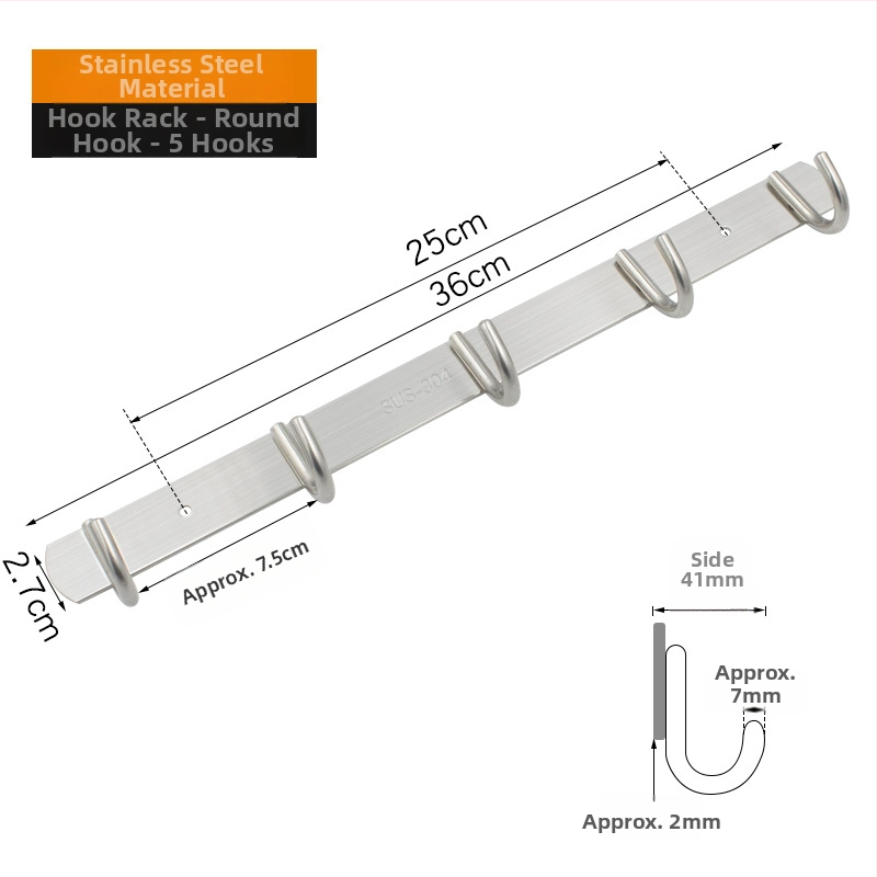 Cuier din oțel inoxidabil 202 – Model 202, Finisaj lustruit, pentru baie, bucătărie și hol
