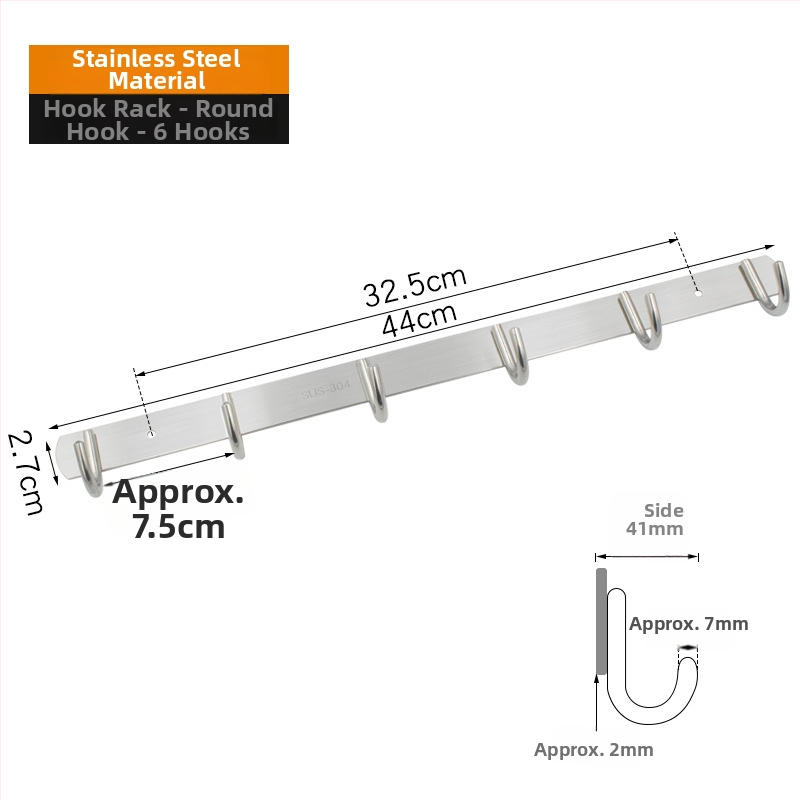 Cuier din oțel inoxidabil 202 – Model 202, Finisaj lustruit, pentru baie, bucătărie și hol