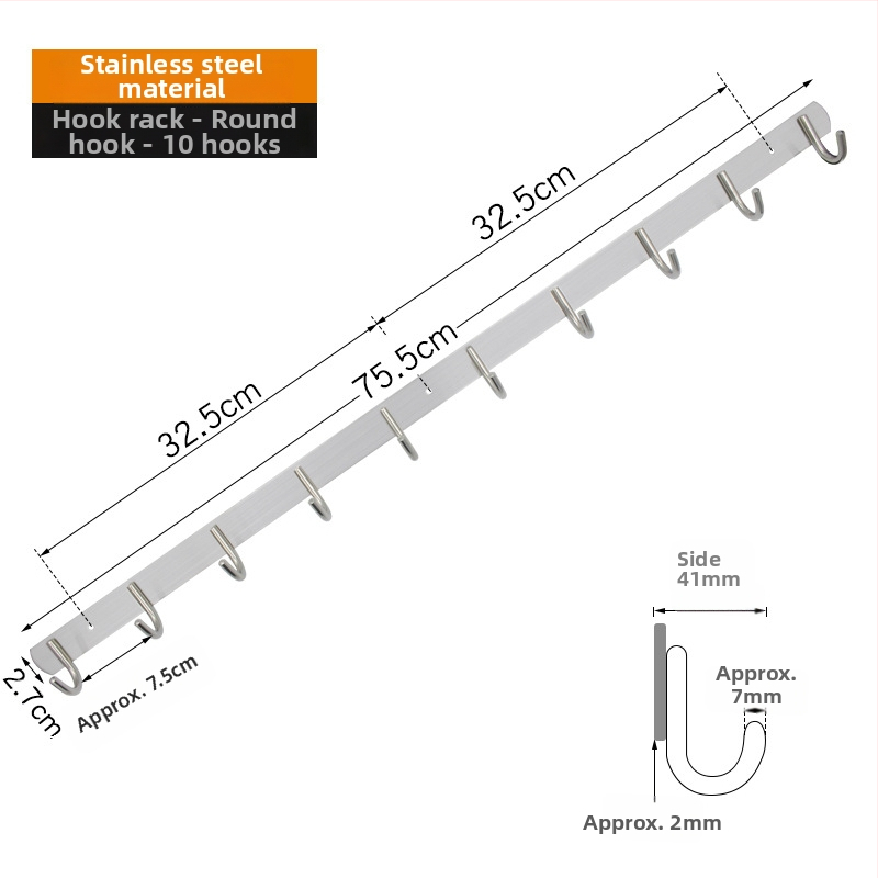 Cuier din oțel inoxidabil 202 – Model 202, Finisaj lustruit, pentru baie, bucătărie și hol